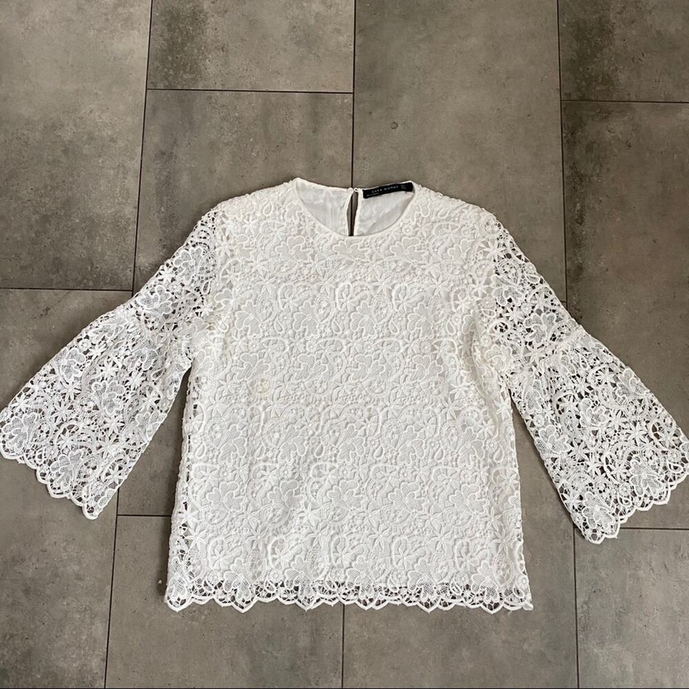 Zara woman white lace blouse top size small